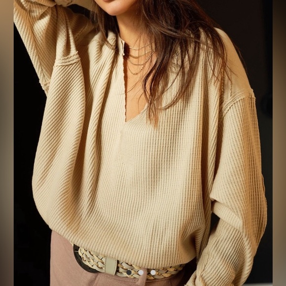 NWT Free People / We the free Owen Long Sleeve Thermal - vanilla cream - LARGE - Picture 4 of 14